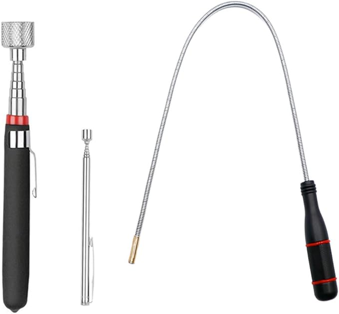 3 Pack Telescoping Magnet Pick-up Tool Set - Retrieving Telescoping Magnet Pickup Tools,Extendable Magnetic Pick Up Tools,Bendable Spring Magnet Stick