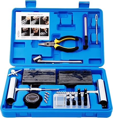 Click to see full view AUTOWN Tire Repair Kit - 68pcs Heavy Duty Tire Plug Kit, Universal Tire Repair Tools to Fix Punctures and Plug Flats Patch Kit for car Motorcycle, Truck, ARB,ATV, Tractor, RV, SUV, Trailer