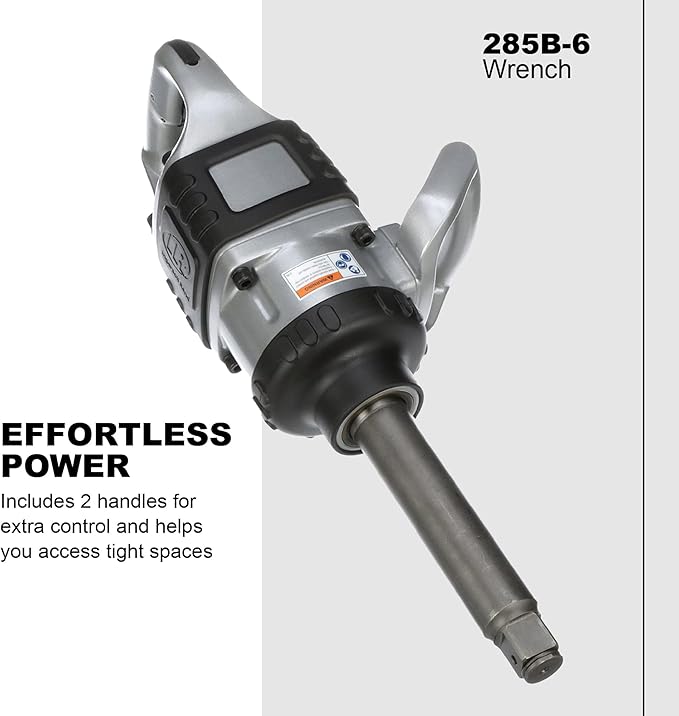 Ingersoll Rand 285B-6 1-Inch Cordless Pneumatic Impact Wrench with 6-Inch Extended Anvil and 2 Handles - Image 2