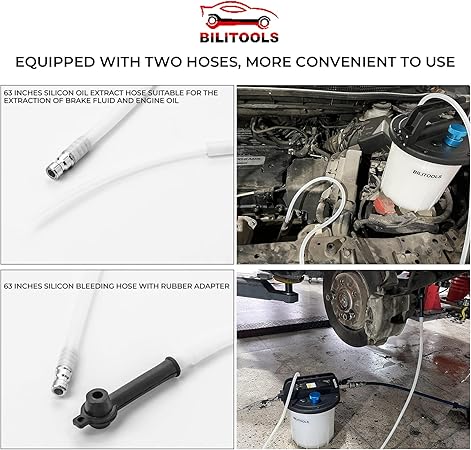 BILITOOLS 3L Brake Bleeder Vacuum Pump Kit Air Compressor, Universal One Person Pneumatic Brake System Clutch Fluid Bleeding Extractor Tool with Adapters & 1L Refilling Bottle - Image 3